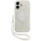 Etui Guess IML Flowers Electro Pearl Strap MagSafe na iPhone 17 - białe