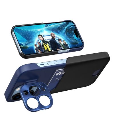 6. Leather Stand Case etui do iPhone 14 Pro Max pokrowiec portfel na kartę z podstawką niebieskie