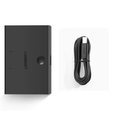 7. Ugreen switch przełącznik 2xUSB-B - USB-A czarny (30345)