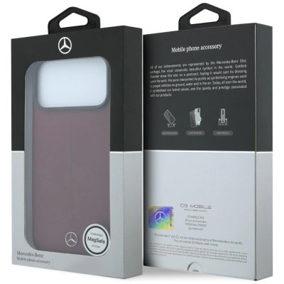 8. Etui Mercedes Leather Semi Wrap Iconic Line MagSafe na iPhone 18 Pro / 17 Pro - burgundowe