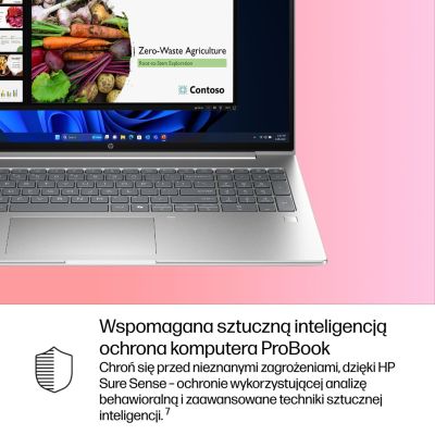26. HP ProBook 4 G1i AI Intel Core Ultra 7 255U Laptop 40,6 cm (16") WUXGA 16 GB DDR5-SDRAM 512 GB SSD Wi-Fi 6E (802.11ax) Windows 11 Pro AI PC Srebrny