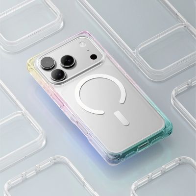 5. Etui AMAZINGTHING Omni na iPhone 17 Pro kompatybilne z MagSafe - przezroczyste-tęczowe