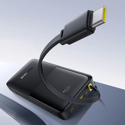 12. Powerbank Baseus Bipow 2 10000mah 20W z cyfrowym wyświetlaczem z wbudowanym kablem USB-C - czarny