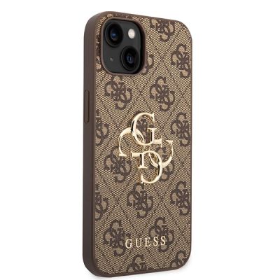 4. Etui Guess 4G Big Metal Logo do iPhone 15 - brązowe