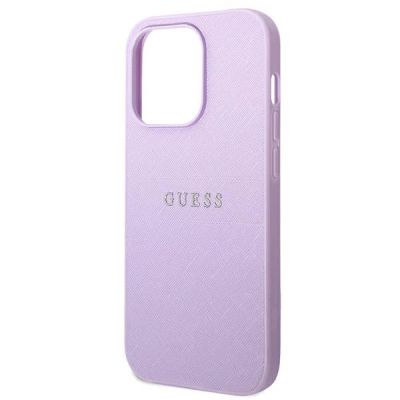 6. Etui Guess Saffiano Strap na iPhone 14 Pro - fioletowe