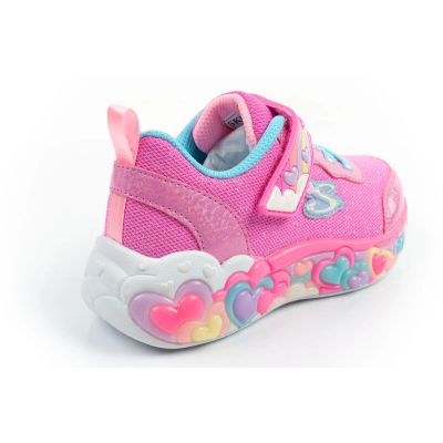 4. Skechers buty sportowe dziecięce S Lights LED dla dziewczynki na rzep