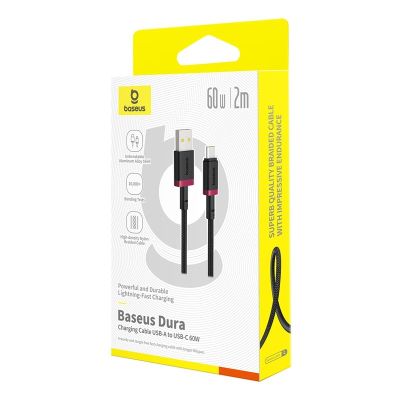 7. Kabel Baseus Dura USB-Typ C 60W 2m (czerwono-czarny)