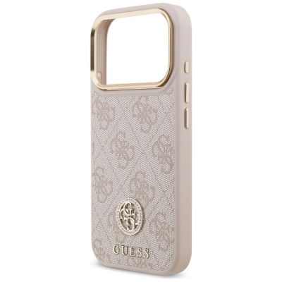 6. Etui Guess 4G Strass Logo MagSafe na iPhone 17 Pro - różowe