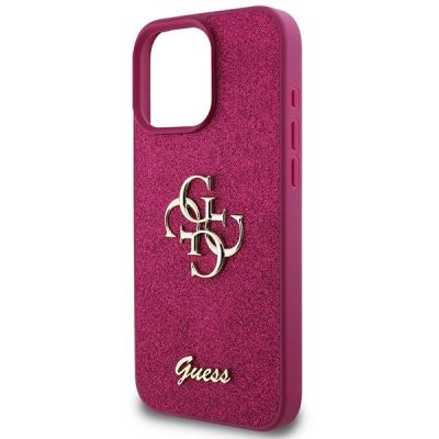 6. Etui Guess Glitter Script Big 4G na iPhone 16 Pro - fioletowe