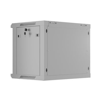 11. Szafa instalacyjna rack wisząca 19" 9U 600X450 szara drzwi perforowane Lanberg (flat pack)