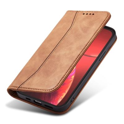 8. Magnet Fancy Case etui do iPhone 13 Pro Max pokrowiec portfel na karty kartę podstawka brązowy