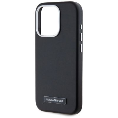 6. Etui Karl Lagerfeld FW Metal Plate MagSafe na iPhone 15 Pro Max - czarne