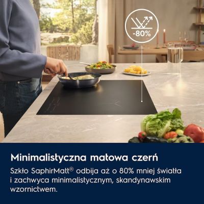 4. Płyta indukcyjna matowa ELECTROLUX EIS87453IZ Sense Boil+Fry SaphirMatt 77 cm czarna kolor czarny