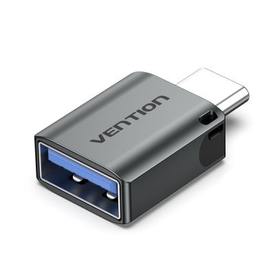 6. Adapter OTG USB 3.0 Vention USB-C do USB-A szary ze stopu aluminium
