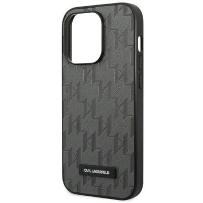 6. Etui Karl Lagerfeld Saffiano Mono Metal Logo na iPhone 14 Pro Max 6,7" - szare