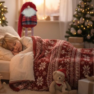 6. SKRZAT GNOM DEKORACYJNY NA TELESKOPACH 38-88CM CZERWONY