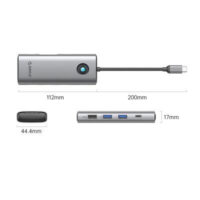 2. Stacja dokująca USB-C Orico PW11 8w1 2x USB-A 3.0 1x USB-A 2.0 1x USB-C 3.0 1x USB-C PD 100 W 1x HDMI 4K 60Hz 1x VGA 1080P 60Hz 1x RJ45 Gigabit Ethernet - szara