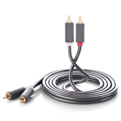 2. Kabel Ugreen AV104 10518 audio 2RCA (męski) / 2RCA (męski) 2m - szary