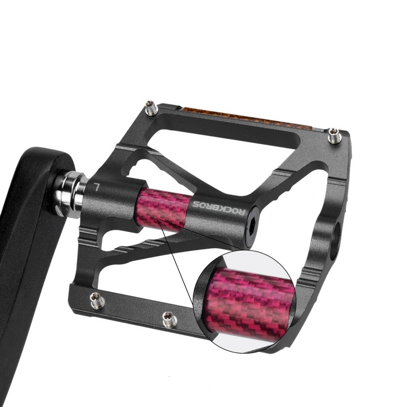 4. Pedały rowerowe Rockbros K307PT aluminiowe odblaskowe platformowe - czarne