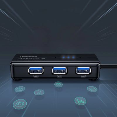 7. Adapter sieciowy Ugreen 20265 USB-A / RJ45 1000 Mbps HUB 3x USB 3.0 - czarny