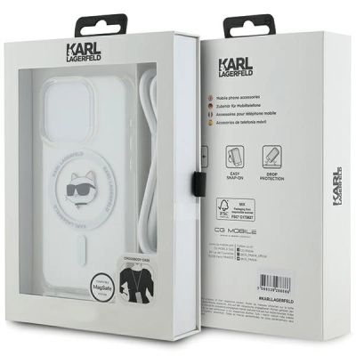 7. Etui Karl Lagerfeld IML Choupette Head & Cord MagSafe na iPhone 15 Pro - przezroczyste