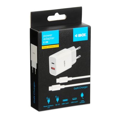 6. ŁADOWARKA SIECIOWA I-BOX C-36 PD20W USB-C + USB-A