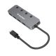Hub USB Wozinsky WHS088YSS 4x USB-A z indywidualnymi włącznikami aluminiowy z kablem USB-C 15 cm - szary