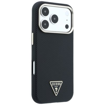 4. Etui Guess Kevlar Triangle Logo MagSafe na iPhone 17 Pro / 18 Pro - czarne