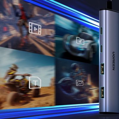 3. HUB USB-C - 2 x USB-A / 2 x USB-C 20 cm Ugreen CM473 - szary