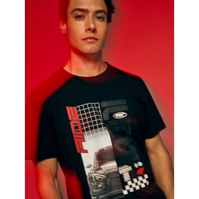 6. T-shirt regular z nadrukiem męski 4F 4FRAW26TTSHM4447-20S