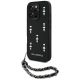 Etui Karl Lagerfeld Saffiano Crystals  w/Chain na iPhone 16 Pro - czarne