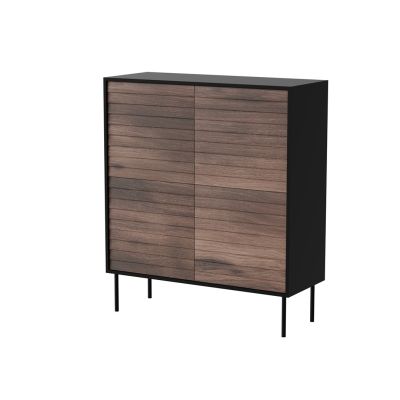 Komoda 4D CORTINA 102x40x118 czarny/orzech