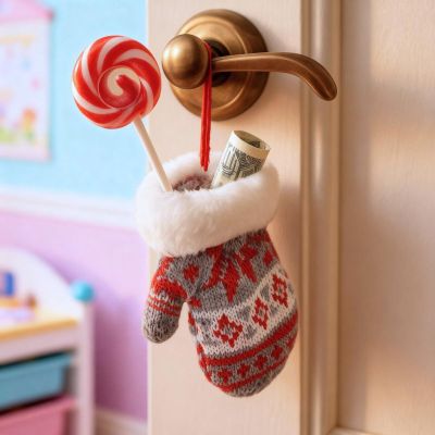 10. ZAWIESZKA RĘKAWICZKA NA PREZENTY 12CM SZARA