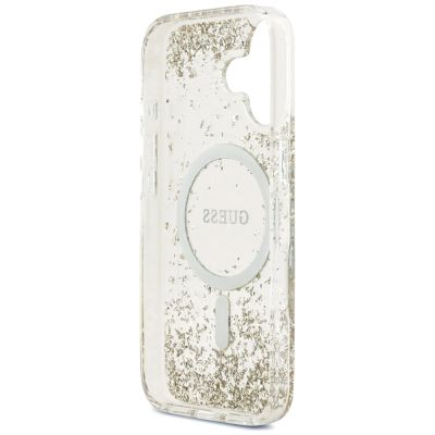 7. Etui Guess Resin Bottom Glitter MagSafe na iPhone 17 - złote