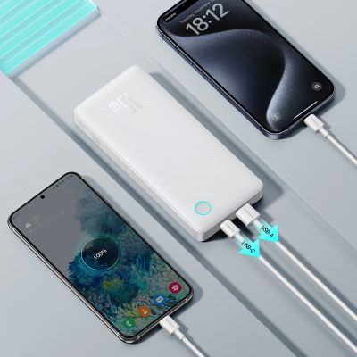 8. Powerbank Baseus Airpow Lite 10000mAh 15W z kablem Baseus Simple USB-A - USB-C 30cm - biały