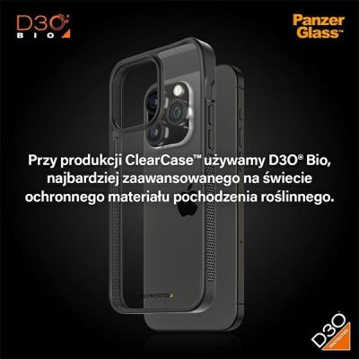 8. Etui PanzerGlass ClearCase na iPhone 15 Pro Max z certyfikatem Military Grade - przezroczysto-czarne