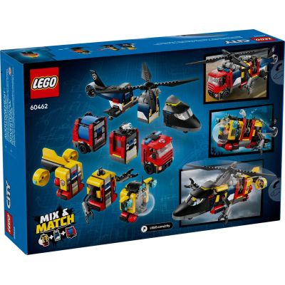 2. LEGO CITY 60462 Zestaw z helikopterem, wozem strażackim i łodzią podwodną
