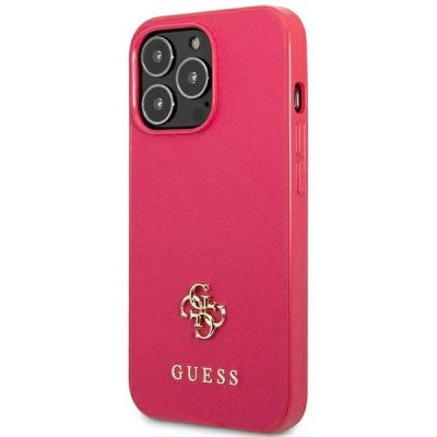 2. Etui Guess Saffiano 4G Small Metal Logo na iPhone 13 Pro / 13 - różowe