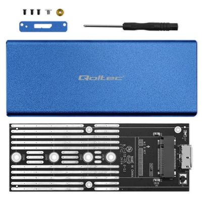 3. QOLTEC OBUDOWA NA DYSK M.2 SSD | SATA | NGFF | USB 3.0 | SUPER SPEED 5GB/S | 2TB | NIEBIESKI