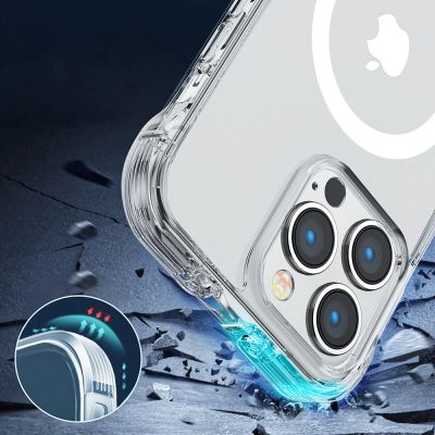 10. Joyroom Magnetic Defender magnetyczne etui do iPhone 14 Plus pancerny pokrowiec z haczykami podstawką przezroczysty (kompatybilne z MagSafe)