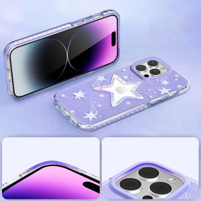 6. Kingxbar Heart Star Series etui iPhone 14 Plus etui w gwiazdki purple star