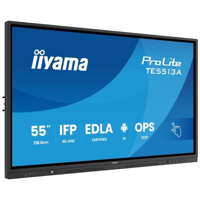 23. iiyama TE5513A-B2AG signage display Interaktywny płaski panel 138,7 cm (54.6") Wi-Fi 500 cd/m2 4K Ultra HD Czarny Ekran dotykowy Procesor wbudowany Android 24/7