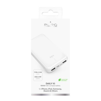 4. Powerbank Puro White 10000mAh 12W 2xUSB-A + USB-C - biały