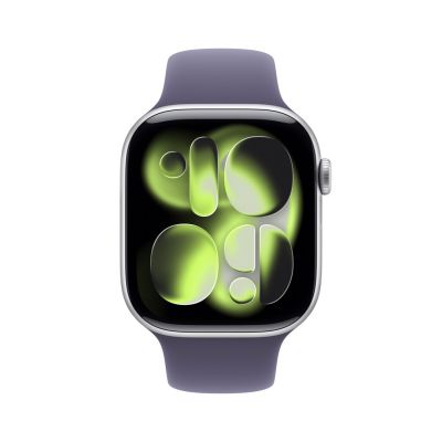 2. Zegarek Apple Watch Series 11 GPS 46mm Srebrna aluminiowa koperta z fioletowym paskiem sportowym Fog - S/M