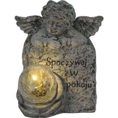 4. FIGURKA ANIOŁEK ZNICZ NAGROBNY LED SPOCZYWAJ W POKOJU