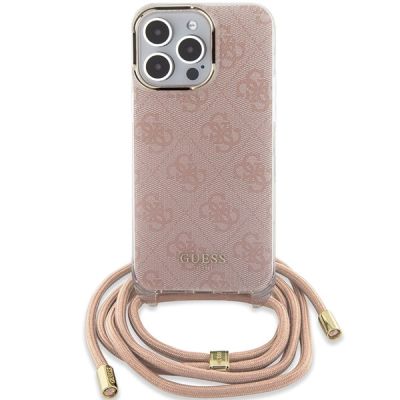 2. Etui Guess Crossbody Cord 4G Print na iPhone 15 Pro - różowe