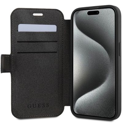 5. Etui Guess 4G Metal Logo na iPhone 15 Pro - szare