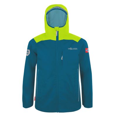 Kurtka przeciwdeszczowa dziecięca dla chłopca/dziewczynki Trollkids Kids Bergen Jacket petrol/lime (610-151)