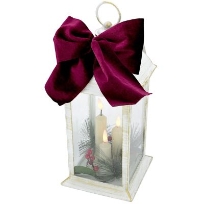 LATARNIA LAMPION ADWENTOWY ZNICZ  LED 30CM 3 ŚWIECE BIAŁY