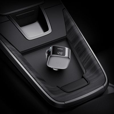 22. Ładowarka samochodowa Cuktech CC903P 100 W z wyświetlaczem i zwijanym kablem USB-C 70 cm - szara